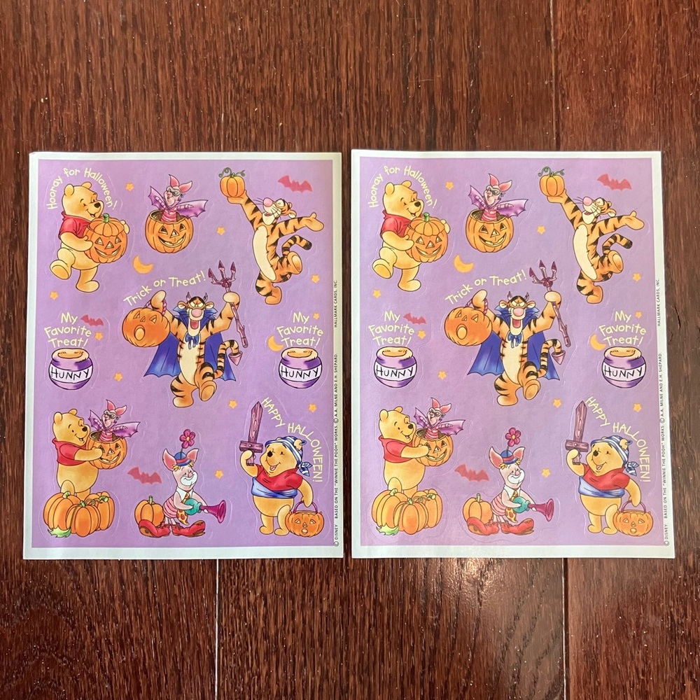 Vintage Winnie the Pooh Halloween Stickers 2 sheets
